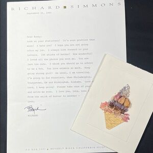 VTG Richard Simmons Signed Floral Card w/ Personal Encouraging Letter 1995